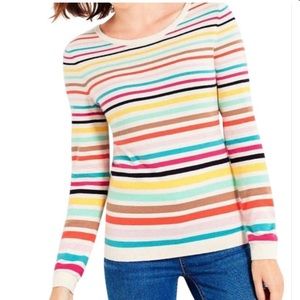 TALBOTS Crew Neck Long Sleeve MultiColor Striped Sweater MEDIUM